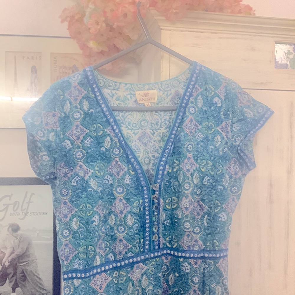 Anokhi summer maxi dress! Pair with juttis. XS size. Fits small well. - Picture 4 of 4